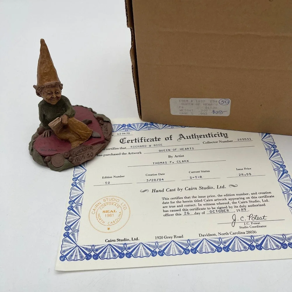 Tom Clark SIGNED Gnome Queen of Hearts 1984 #50 Cairn Studio COA Original Box